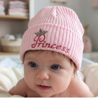 KW102: Baby Embroidered Princess Knitted Hat (Newborn -3 Months)